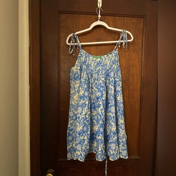 J. Crew  Halter Cross-back Cotton Voile Cover-up Dress In Blue Floral Size M - Picture 3 of 7
